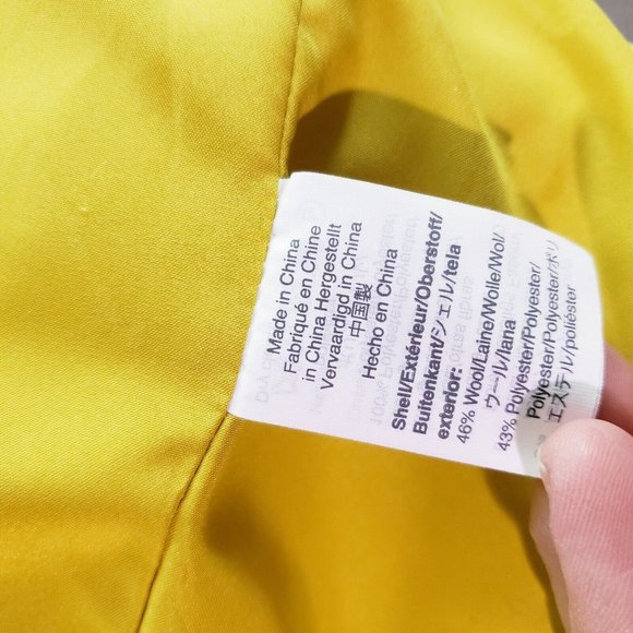 J Crew Women's Size 8 City Coat Citron Yellow Wool Blend Peacoat Overcoat - Picture 8 of 9